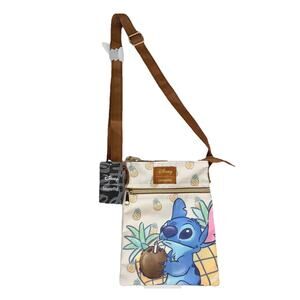 Loungefly Disney Stitch Passport Bag Crossbody Coconut Pineapple Tropical NWT